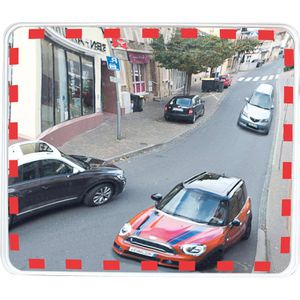 DIAMOND Verkehrsspiegel, SEKURIT-Sicherheitsglas, rot/weiß, 100 x