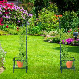 Produktbild für Rosenbogen Relaxdays 10026263, dunkelgrün, mit Pflanzkasten
