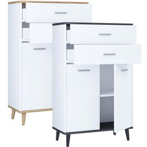 Produktbild für Highboard VCM Lindas 918177, weiß / honig eiche, aus Holz