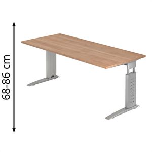 Schreibtisch Hammerbacher U-Serie, nussbaum / silber