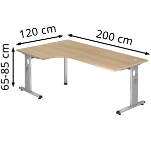 Produktbild für Schreibtisch Hammerbacher O-Serie, eiche / silber