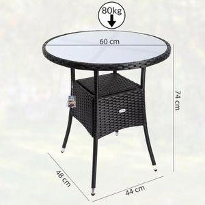 Produktbild für Gartentisch CASARIA 105691, schwarz, UV-beständig, rund