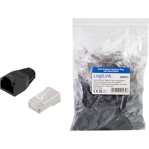 Produktbild für Modularstecker LogiLink MP0012, schwarze Tülle, Cat.5e, RJ45
