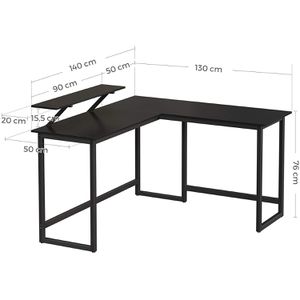Produktbild für Schreibtisch Vasagle LWD56BK, schwarz / schwarz