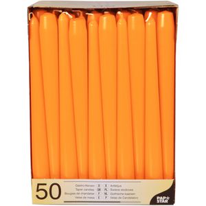 Papstar Kerzen 10393, Leuchterkerzen, orange, Ø 2,2 cm, Höhe 25 cm, 50 Stück