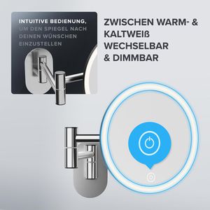 Produktbild für Kosmetikspiegel ovimar Vorupor, dimmbare Beleuchtung, silber