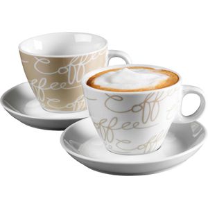 RitzenhoffundBreker Kaffeetassen Cornello Creme, Porzellan, Cappuccinotassen, 180ml, Set 4-teilig , 2 Stück