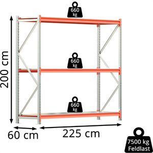 Produktbild für Weitspannregal Regalwerk EMMA, 3 Metallböden