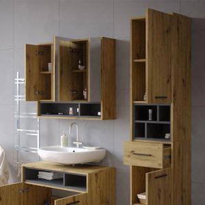 Produktbild für Badschrank Vicco Beatrice, 4 Füße, anthrazit / artisan eiche