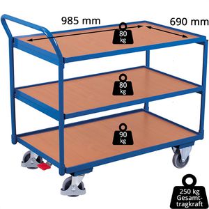 Produktbild für Tischwagen VARIOfit sw-700.660, aus Metall &amp; Holz