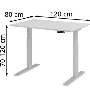 Produktbild für Schreibtisch Hammerbacher XMKA 12, grau / silber