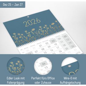 Produktbild für 3-Monatskalender Häfft 9994-0, Fine Flowers, Ferienübersicht