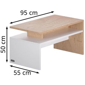 Produktbild für Couchtisch CASARIA Sacramento, aus Holz, eiche / weiß