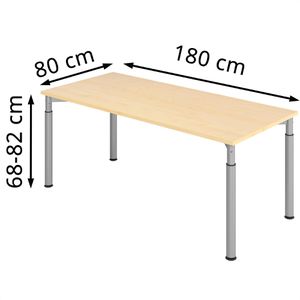 Produktbild für Schreibtisch Hammerbacher Y-Serie, ahorn / silber