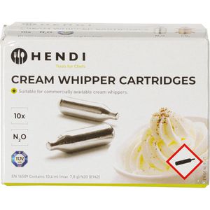 Hendi Gaskartusche 588208, Sahnekapseln, N2O (100%), je 7,8 g, für Sahnespender, 10 Stück