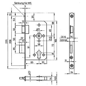 Produktbild für Einsteckschloss Bever 1007 P, DIN links