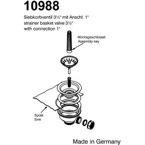 Produktbild für Ablaufgarnitur Variosan Siebkorbventil 10988, aus Kunststoff
