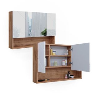 Produktbild für Spiegelschrank Vicco Irma, weiß hochglanz / eiche