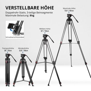 Produktbild für Stativ Neewer TP74, Höhe bis 187 cm