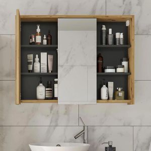 Produktbild für Spiegelschrank Vicco Viola, artisan eiche / anthrazit