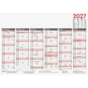 Produktbild für Tafelkalender Brunnen 1070140007, rot, mit Ferienübersicht