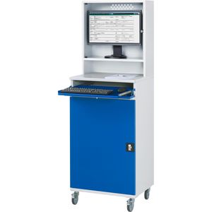 Produktbild für Computerschrank Rau Modell 65, lichtgrau / blau