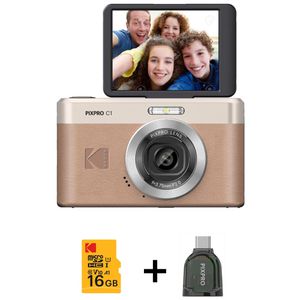 Produktbild für Kompaktkamera Kodak Pixpro C1 Bundle braun, 2,8 Zoll Display
