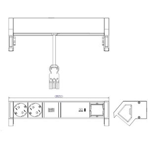 Produktbild für Tischsteckdose Bachmann Desk 2, mit 0,2m GST18 Kabel