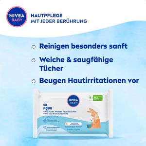 Produktbild für Feuchttücher Nivea Baby Aqua, 57 Tücher