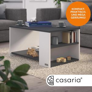 Produktbild für Couchtisch CASARIA Santa Cruz, aus Holz, anthrazit / weiß