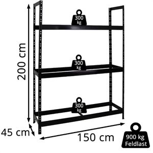 Produktbild für Reifenregal PROREGAL TIGER XL, schwarz, für 18 Reifen
