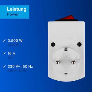 Produktbild für Steckdosenadapter REV-Ritter 0512085777, weiß, mit Schalter