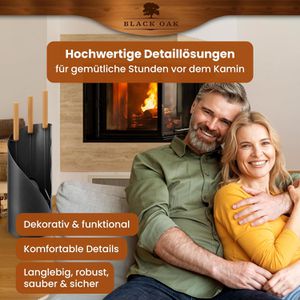 Produktbild für Kaminbesteck Black-Oak Vail, aus Metall, schwarz, 4-teilig