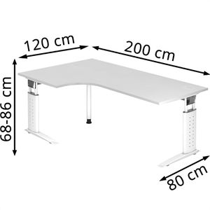 Produktbild für Schreibtisch Hammerbacher U-Serie, weiß / weiß