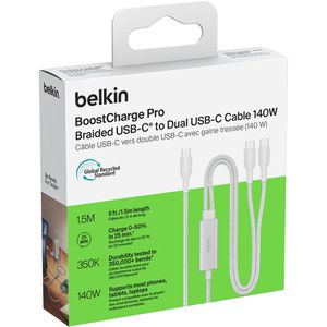 Produktbild für Ladekabel Belkin BoostCharge Pro 2in1, weiß, 1,5m