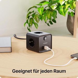 Produktbild für Steckdosenwürfel Voomy Power Cube S7, mit Schalter, schwarz