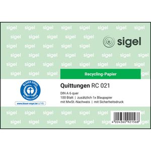 Produktbild für Quittungsblock Sigel RC021, Recycling, MwSt. separat