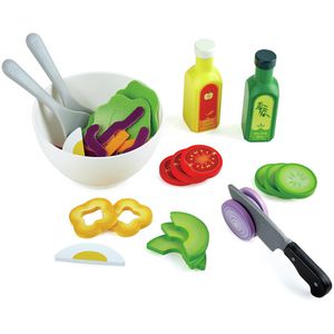 Hape Kinderküchen-Zubehör Salat-Set, Mit Salatschüssel und Salatbesteck, aus Holz, 39-tlg.