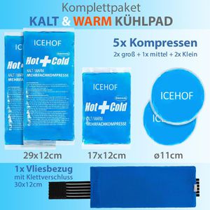 Produktbild für Kühlkompresse ICEHOF Kühlpad 5er Set, mit Hülle