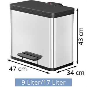 Produktbild für Mülleimer Hailo Öko duo Plus L, silber