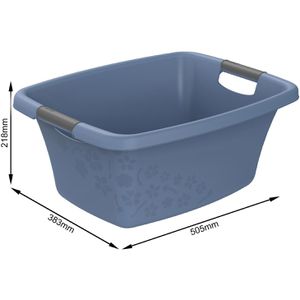 Produktbild für Wäschekorb Rotho Flowers, blau, mit Griffen