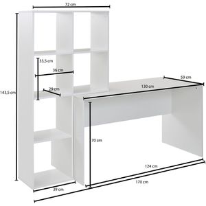 Produktbild für Schreibtisch Wohnling WL6.391, weiß / weiß