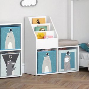 Produktbild für Bücherregal Vicco Luigi Mini, weiß, mit 2 Faltboxen