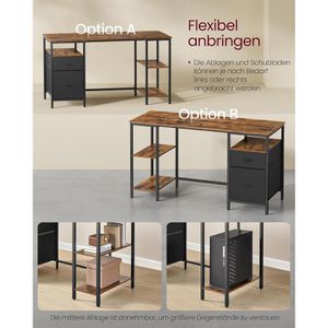 Produktbild für Schreibtisch Vasagle LWD104B01, braun / schwarz