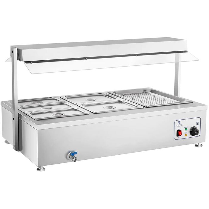 Royal Catering Bain Marie RCBM_GN1/4 – 600 W Speisenwärmer Mit 4 GN 1/4 Behältern, 30–80°C, Edelstahl