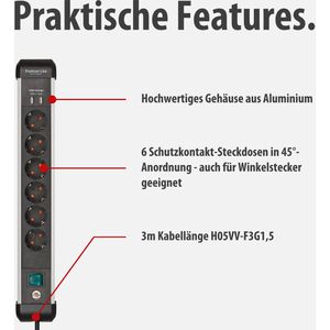 Produktbild für Steckdosenleiste Brennenstuhl Premium-Alu-Line, 3m