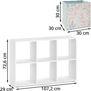 Produktbild für Bücherregal Vicco 48602, weiß, mit 4 Faltboxen