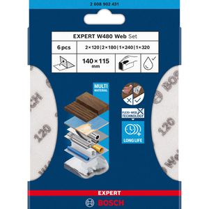 Produktbild für Schleifpapier Bosch Expert W480 Web, Körnung 120-320, Set
