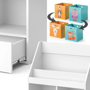 Produktbild für Bücherregal Vicco Luigi, weiß, mit 2 Faltboxen