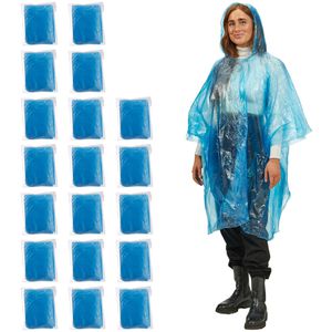 Regenponcho Relaxdays Länge 98 cm, Einweg, 20 Stück